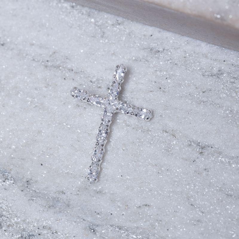 PINGENTE CRUZ COM PEDRAS CRISTAIS BANHO PRATA