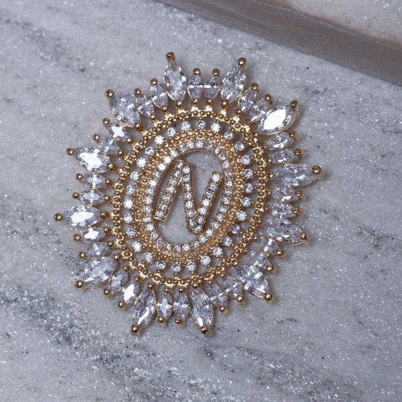 PINGENTE LETRA N CRAVEJADA BANHO OURO 18K