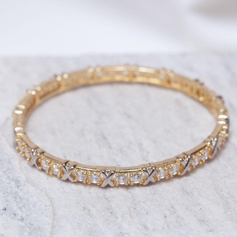 BRACELETE X TWO TONE BANHO OURO 18K