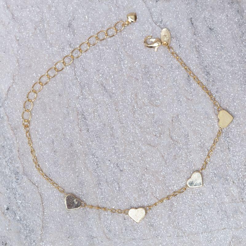 PULSEIRA CORAÇÕES LISOS BANHO OURO 18K