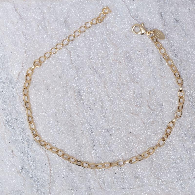 PULSEIRA ELO PORTUGUÊS OVAL BANHO OURO 18K