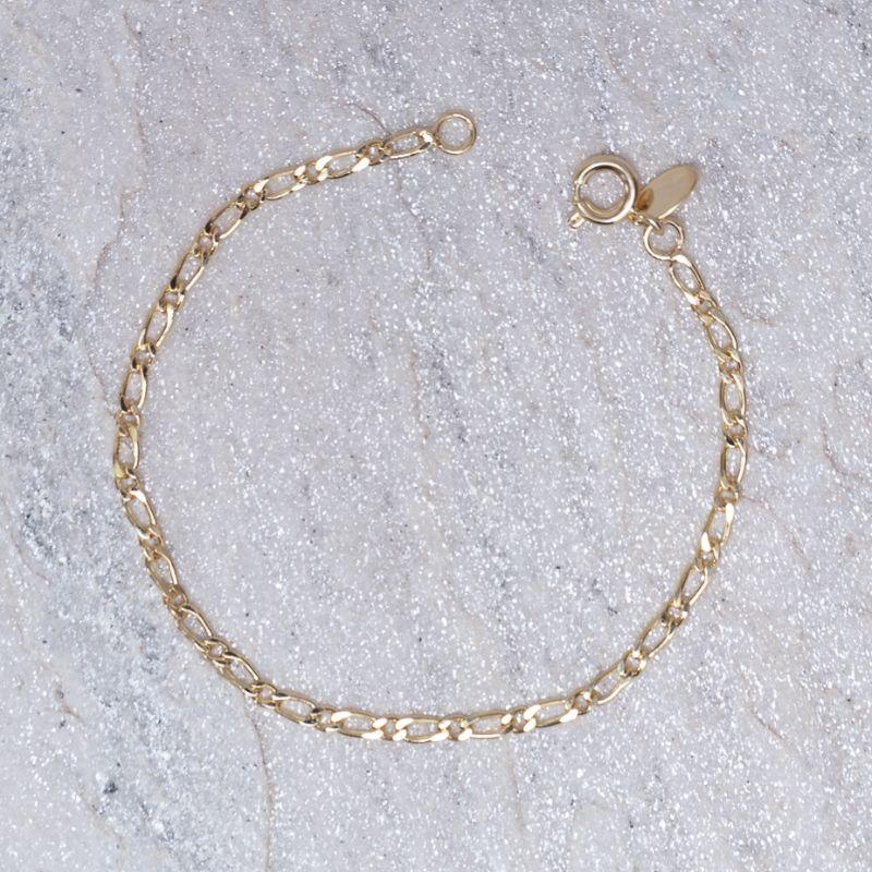 PULSEIRA INFANTIL MASCULINA ELOS DUPLOS BANHO OURO 18K