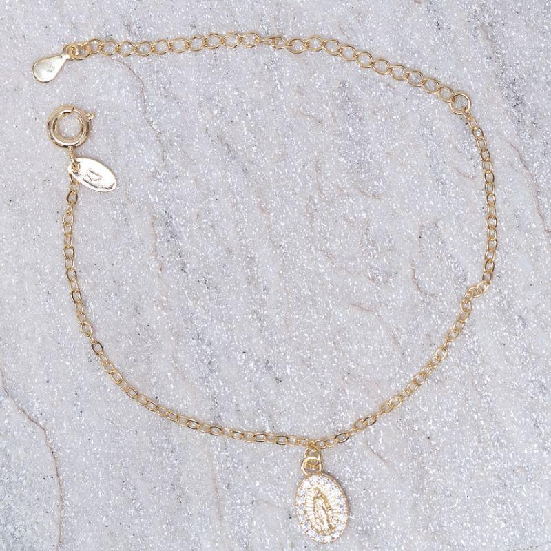 PULSEIRA INFANTIL NOSSA SENHORA DE FÁTIMA BANHO OURO 18K