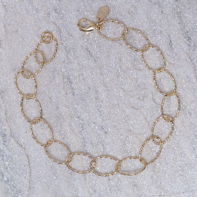 PULSEIRAS ELOS OVAIS TRABALHADOS BANHO OURO 18K