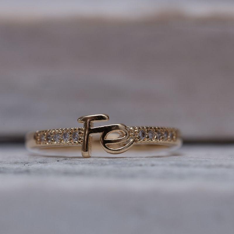 ANEL FÉ CRAVEJADO BANHO OURO 18K