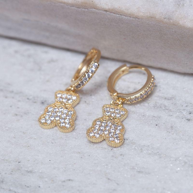 BRINCO ARGOLINHA PINGENTE URSINHO BANHO OURO 18K