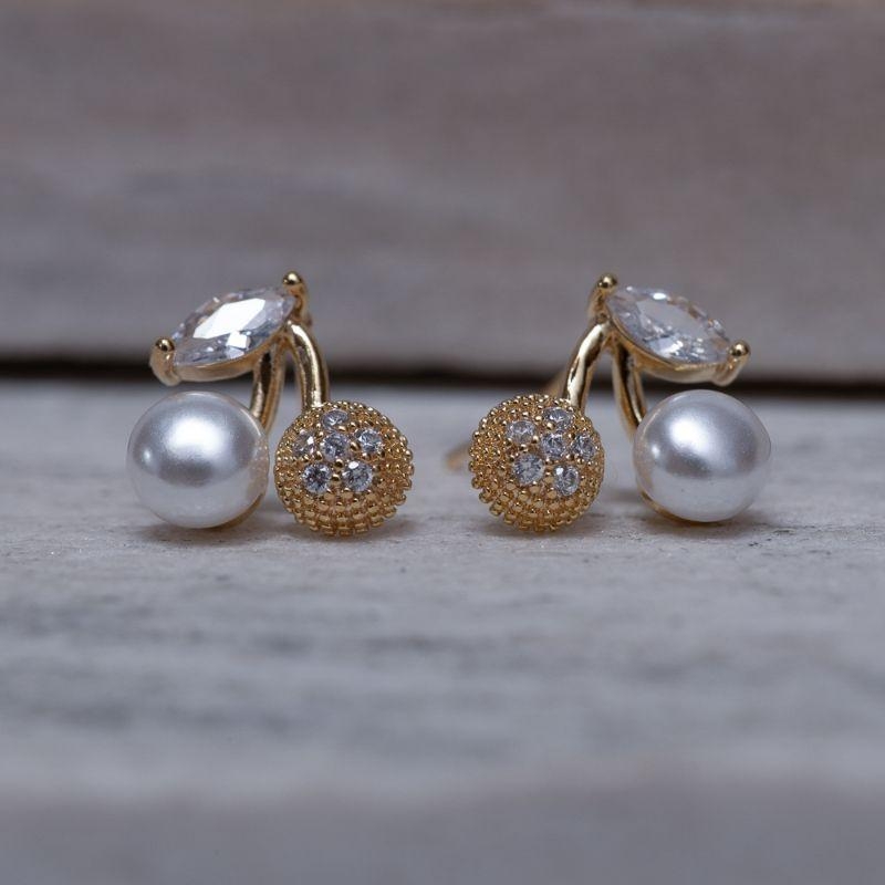 BRINCO CHERRY COM PÉROLA BANHO OURO 18K