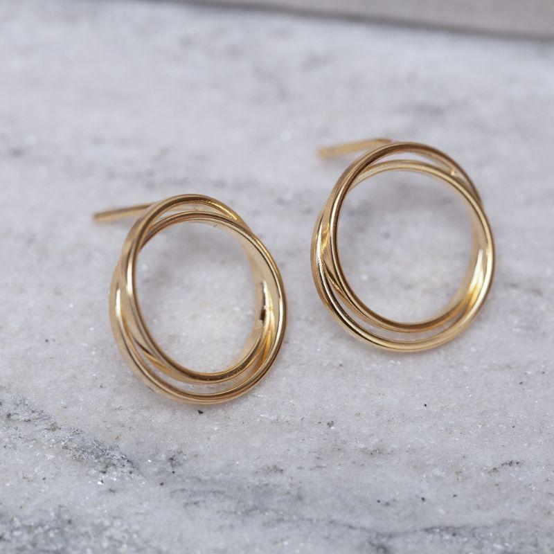 BRINCO CÍRCULO DUPLO BANHO OURO 18K