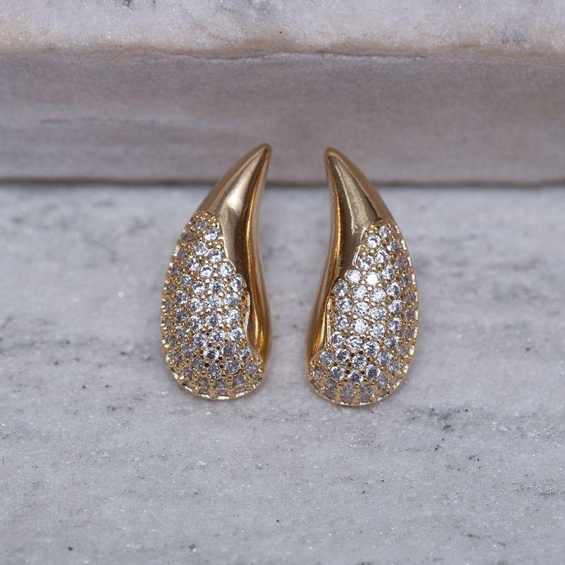 BRINCO GOTINHA CRAVEJADA BANHO OURO 18K