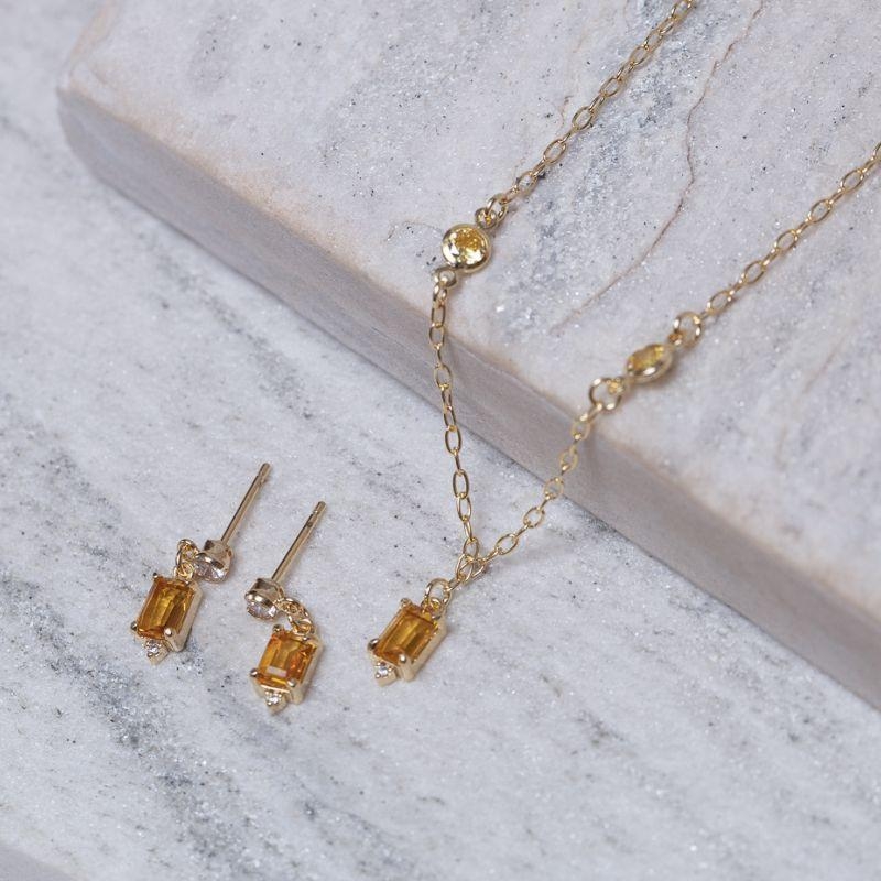 CONJUNTO CRISTAIS LARANJADOS BANHO OURO 18K