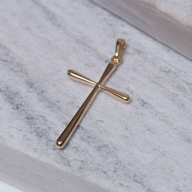 PINGENTE CRUZ PALITO BANHO OURO 18K