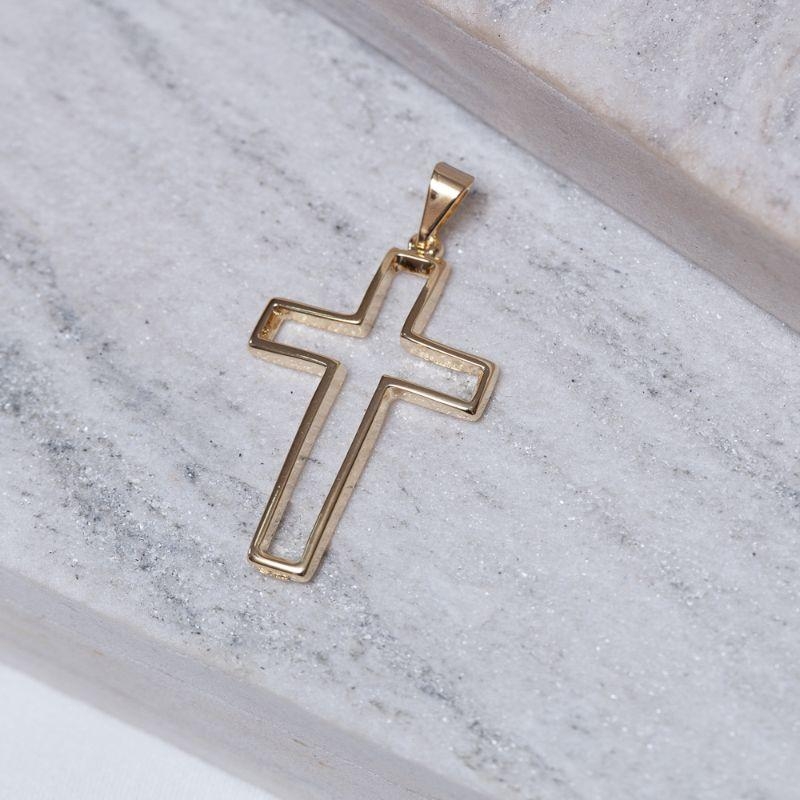 PINGENTE CRUZ VAZADA BANHO OURO 18K