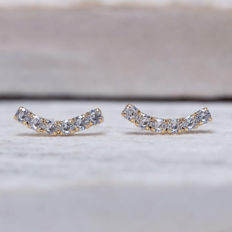 BRINCO EAR CUFF DELICADO CRISTAL BANHO OURO 18K