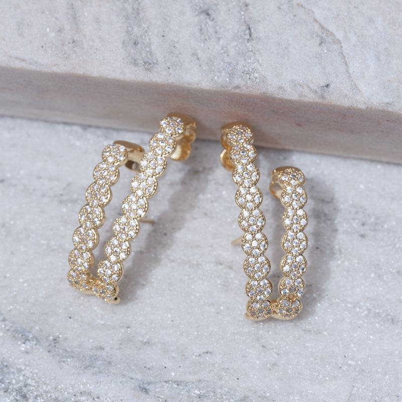 BRINCO EAR CUFF ZIRCÔNIA CRISTAL BANHO OURO 18K
