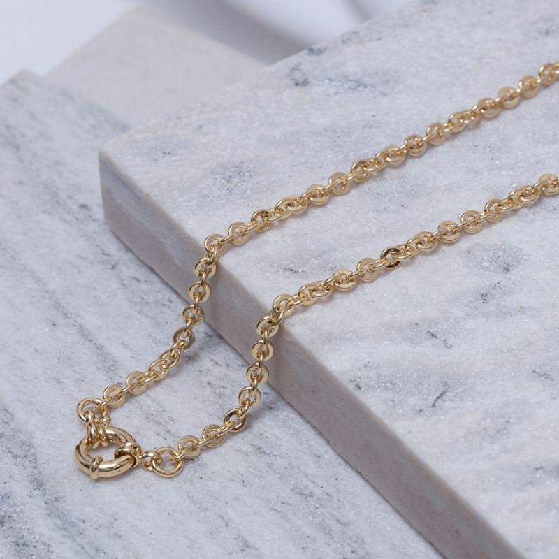 COLAR ELO PORTUGUÊS COM FECHO BOIA BANHO OURO 18K