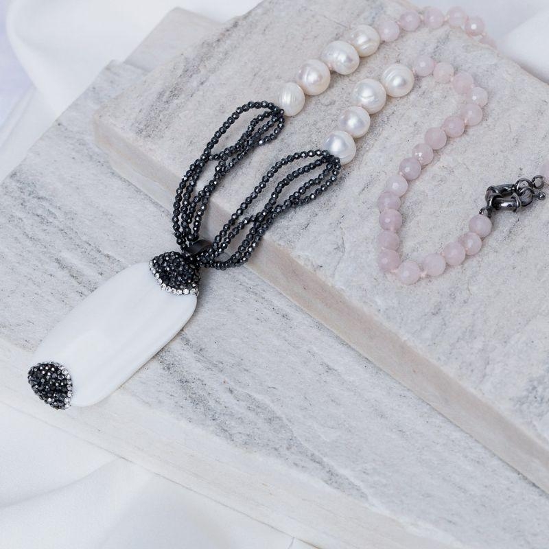 COLAR MIX DE PÉROLAS BANHO RÓDIO NEGRO