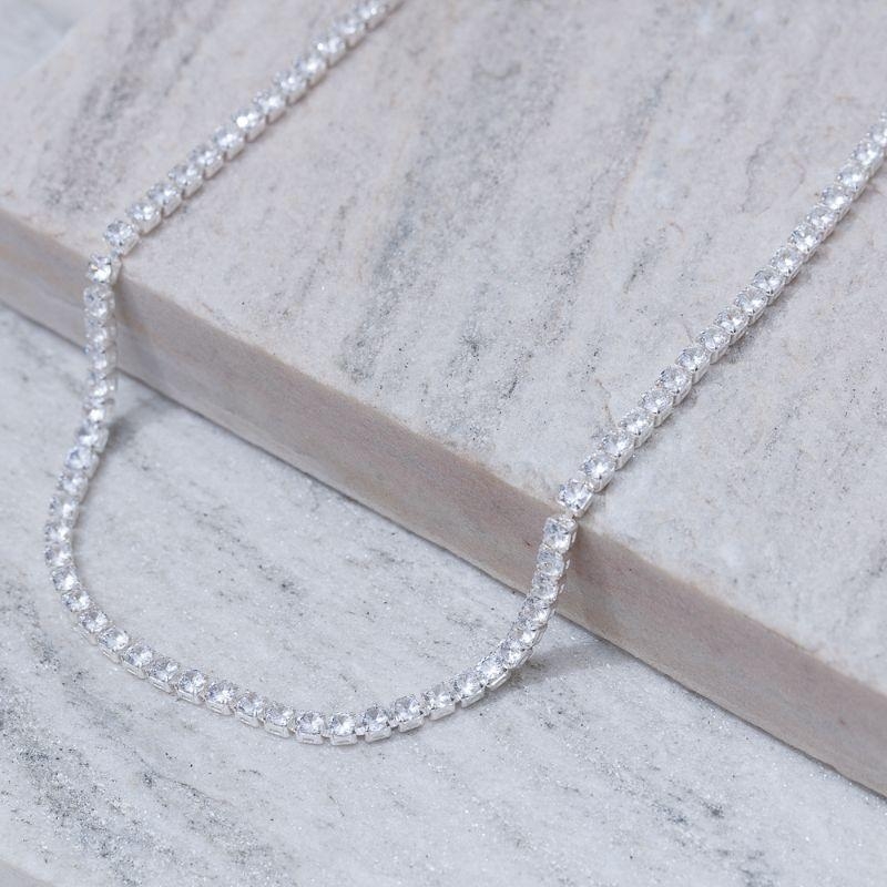 COLAR RIVIERA CRISTAL REDONDA BANHO PRATA
