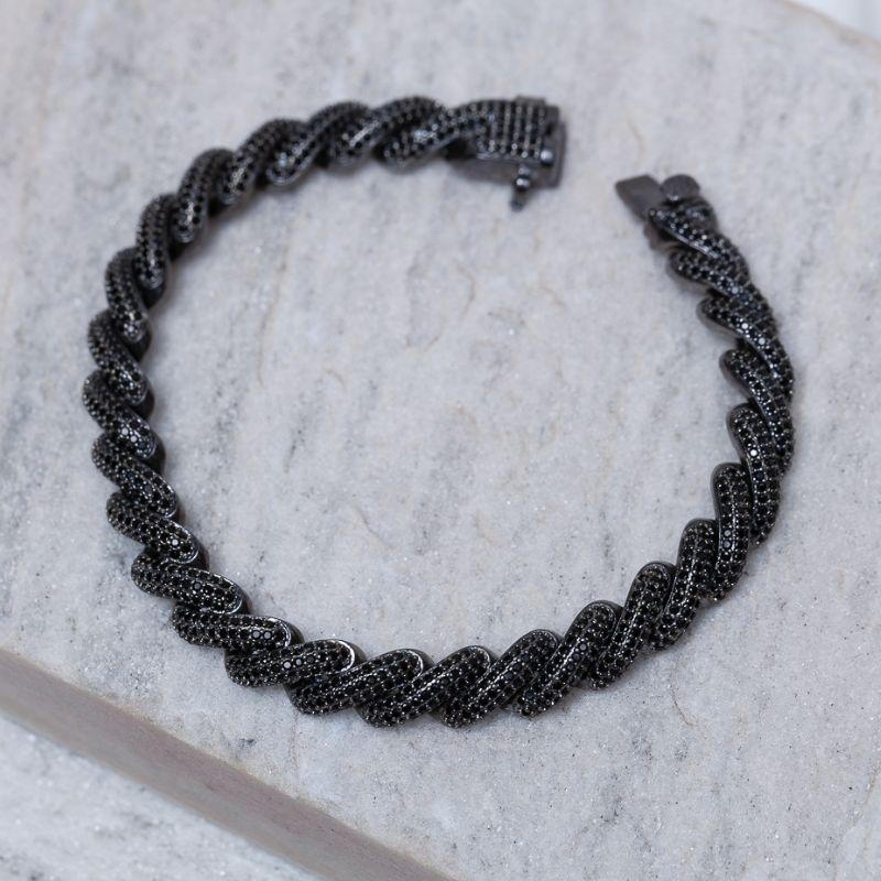 PULSEIRA COM ZIRCÔNIAS NEGRAS BANHO RÓDIO NEGRO
