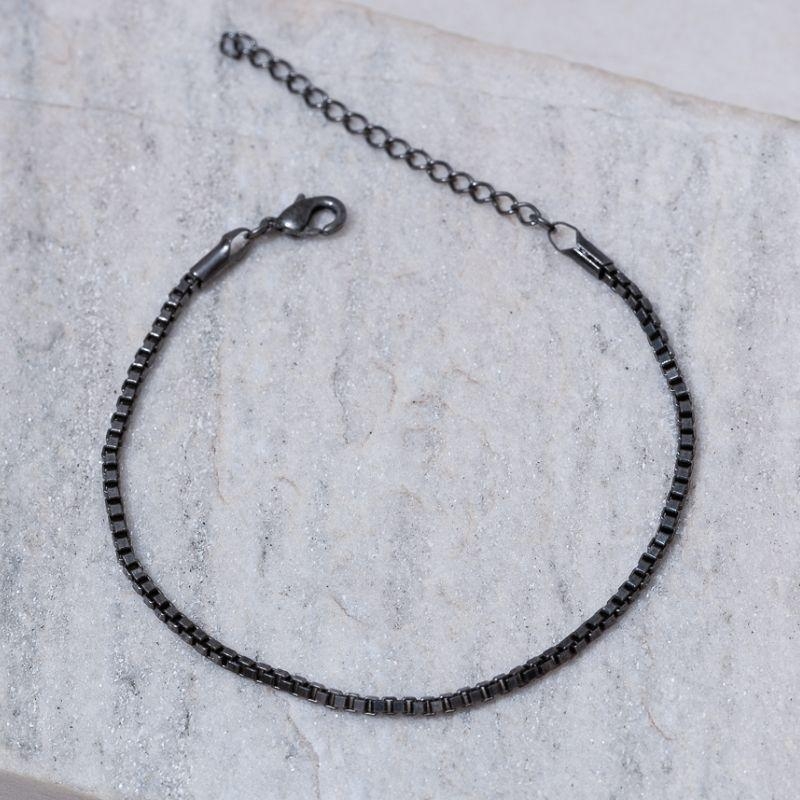 PULSEIRA ELOS TIJOLINHO BANHO RÓDIO NEGRO