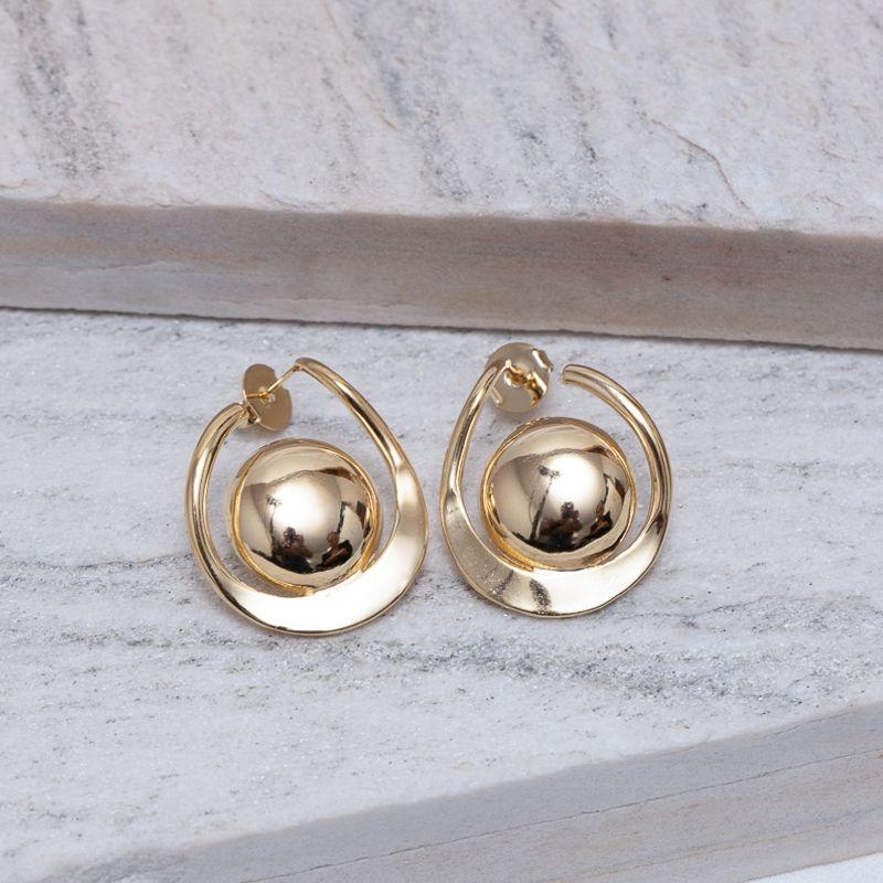 BRINCO ARO COM ESFERA BANHO OURO 18K