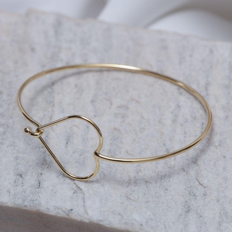 BRACELETE FECHO CORAÇÃO BANHO OURO 18K