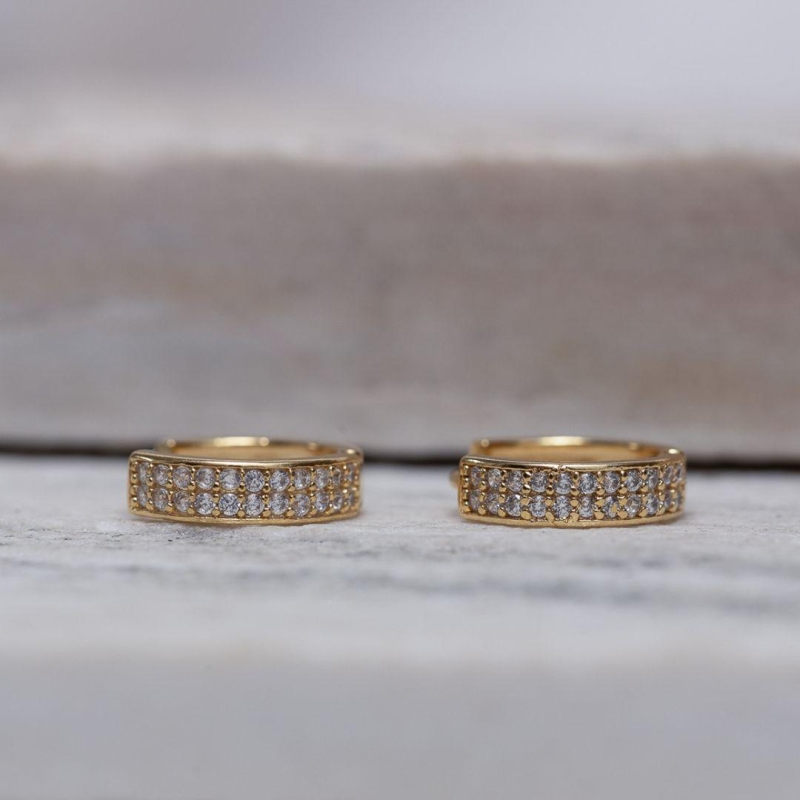 BRINCO ARGOLA 2 FILEIRAS G BANHO OURO 18K