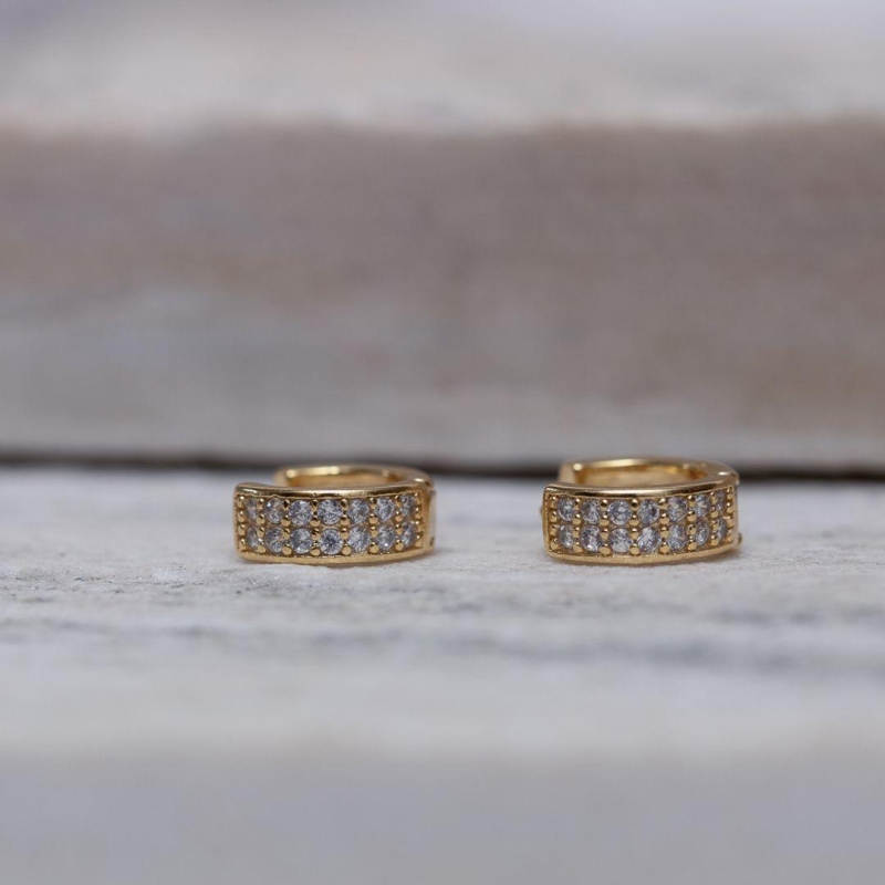 BRINCO ARGOLA 2 FILEIRAS P BANHO OURO 18K