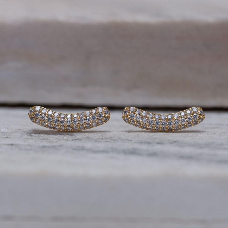 BRINCO EAR CUFF CRAVEJADO BANHO OURO 18K