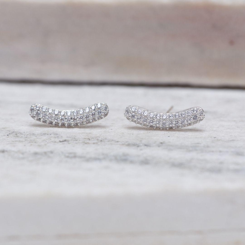 BRINCO EAR CUFF CRAVEJADO BANHO PRATA