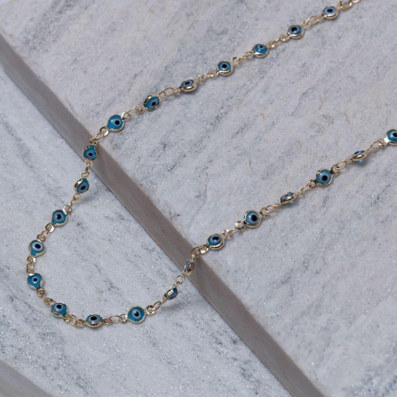 CHOKER OLHO GREGO BANHO OURO 18K