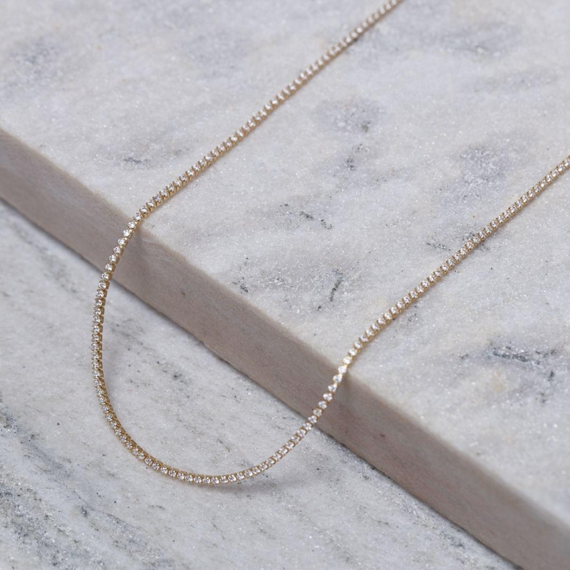 CHOKER RIVIERA PP CRISTAL BANHO OURO 18K