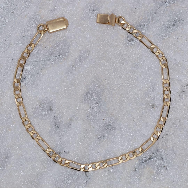 PULSEIRA MASCULINA 2 ELOS GROSSO CT BANHO OURO 18K