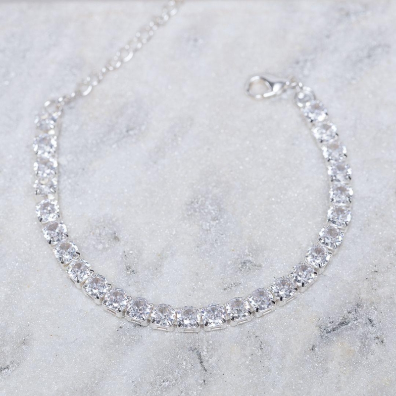 PULSEIRA RIVIERA GROSSA CRISTAL CT BANHO PRATA