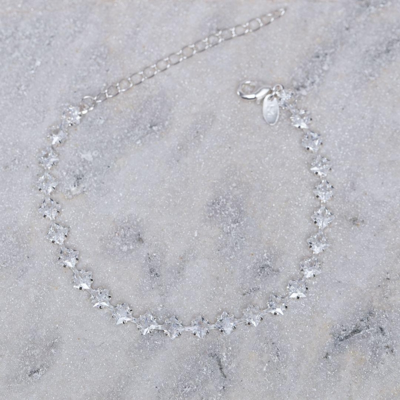 PULSEIRA RIVIER COM PEDRAS CRISTAIS CT BANHO PRATA