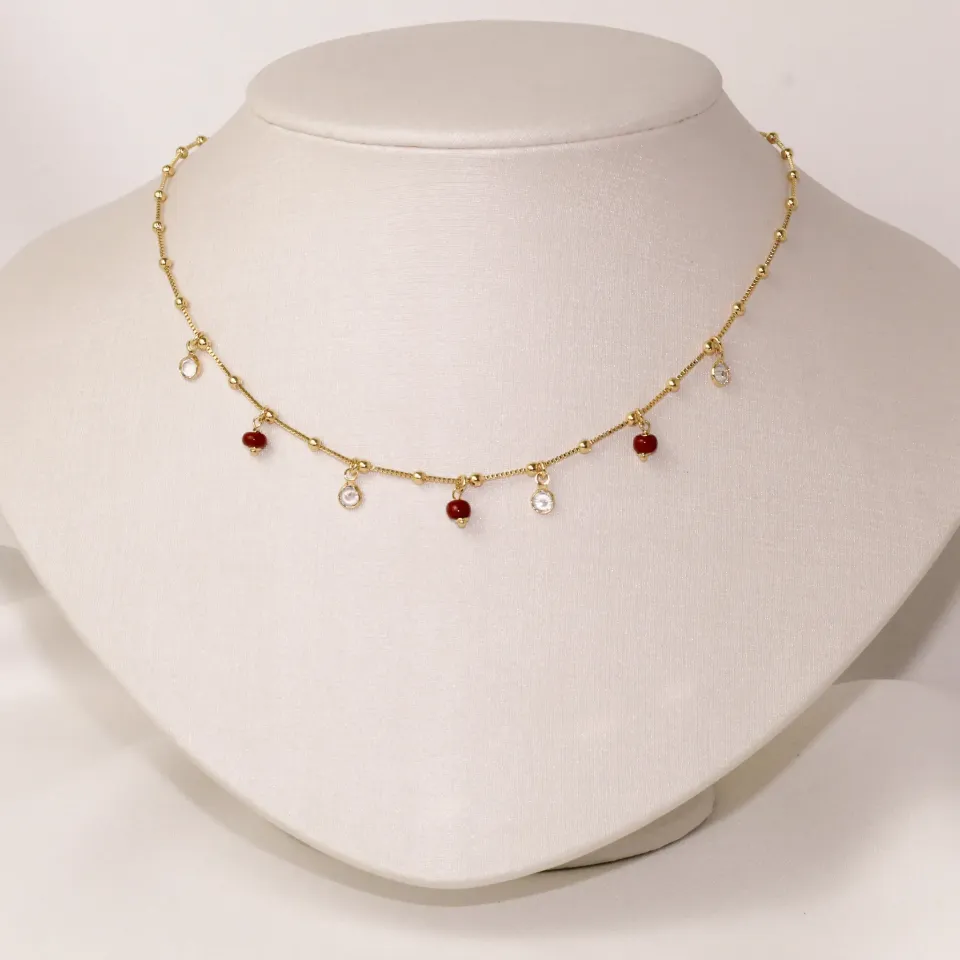 CHOKER ESMALTADA COLORIDA MARROM BANHO OURO 18K