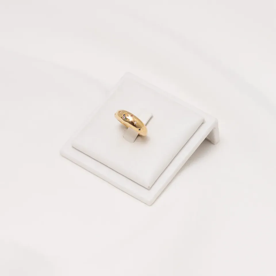 ANEL COM ESTRELAS E LUA COLORIDO BANHO OURO 18K