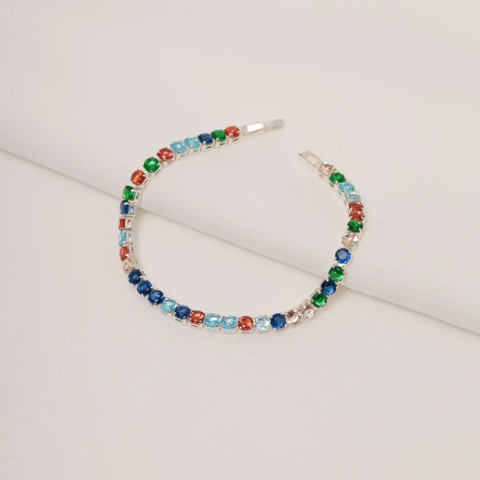 PULSEIRA EM ZIRCÔNIA COLORIDAS BANHO OURO 18K