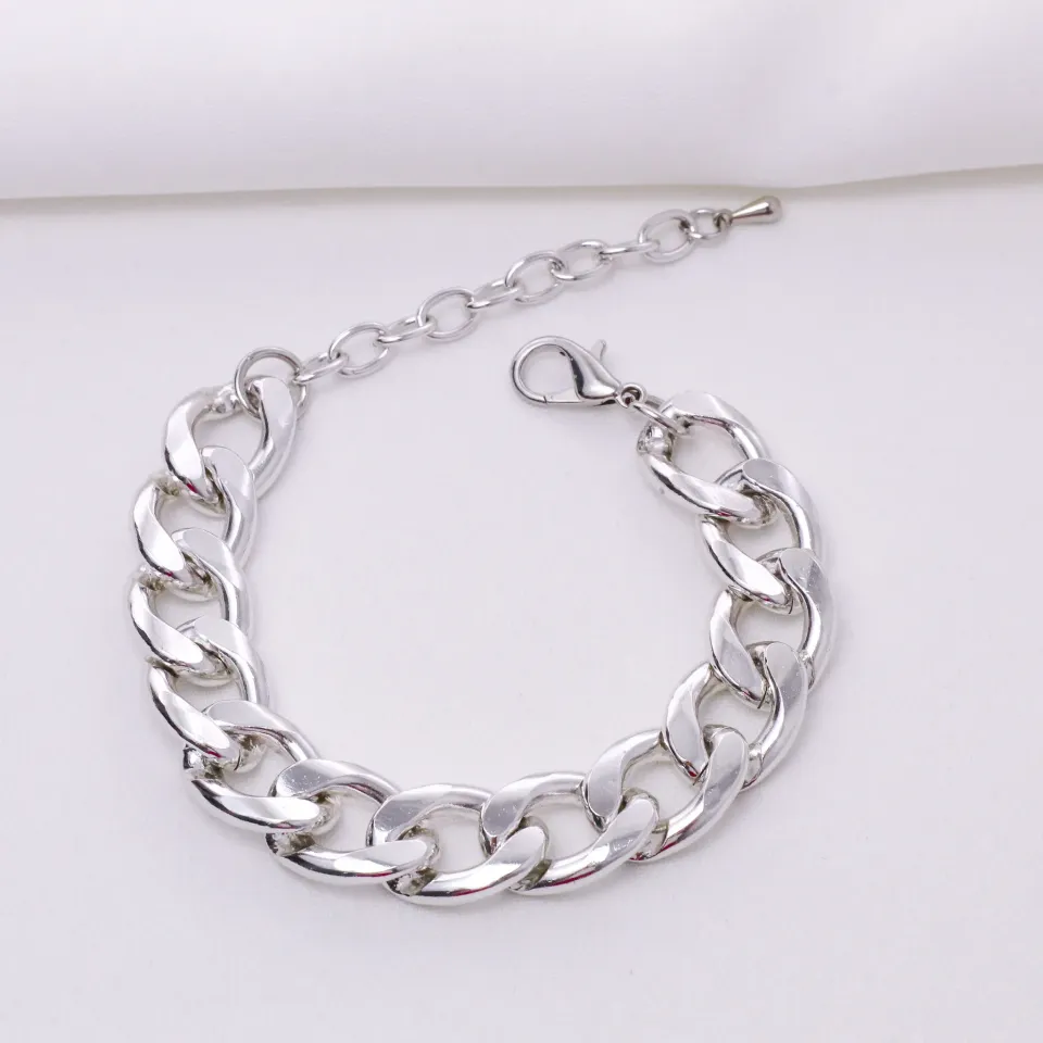 PULSEIRA GRANDE ELO CORRENTE BANHO PRATA