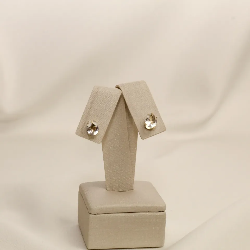 BINCO PONTO DE LUZ GOTA CRISTAL BANHO OURO 18K