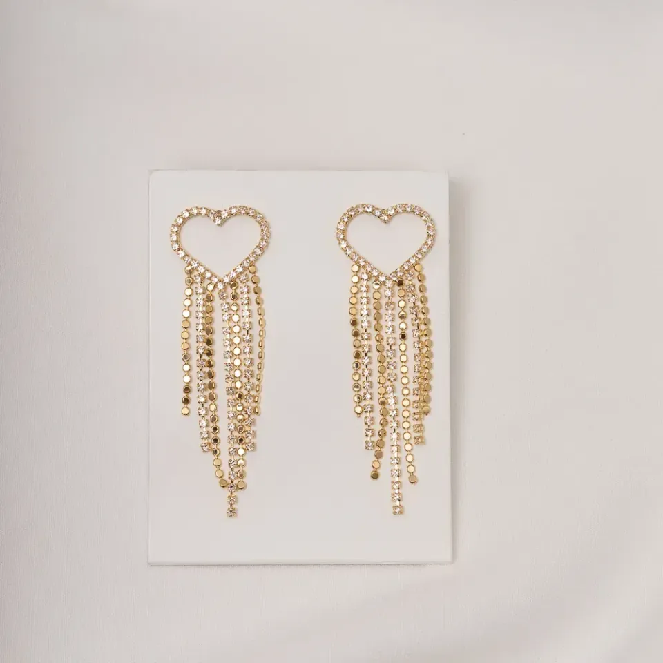 BRINCO FRANJA BASE CORAÇÃO COM ZIRCÔNIA BANHO OURO 18K