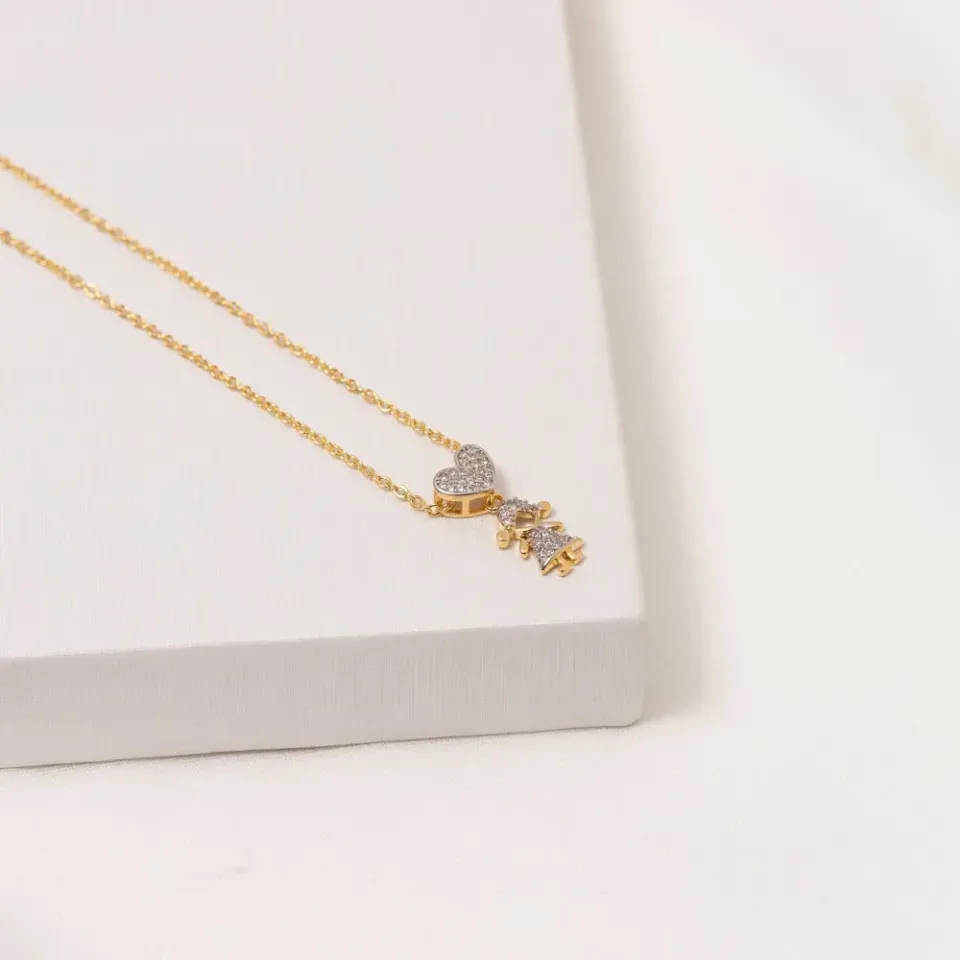 COLAR FILHA COM ZIRCÔNIAS CRAVEJADAS BANHO OURO 18K