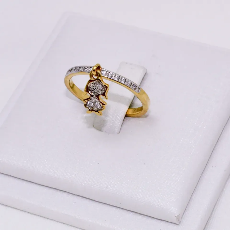 ANEL MENINA COM CANETA RÓDIO BRANCO BANHO OURO 18K