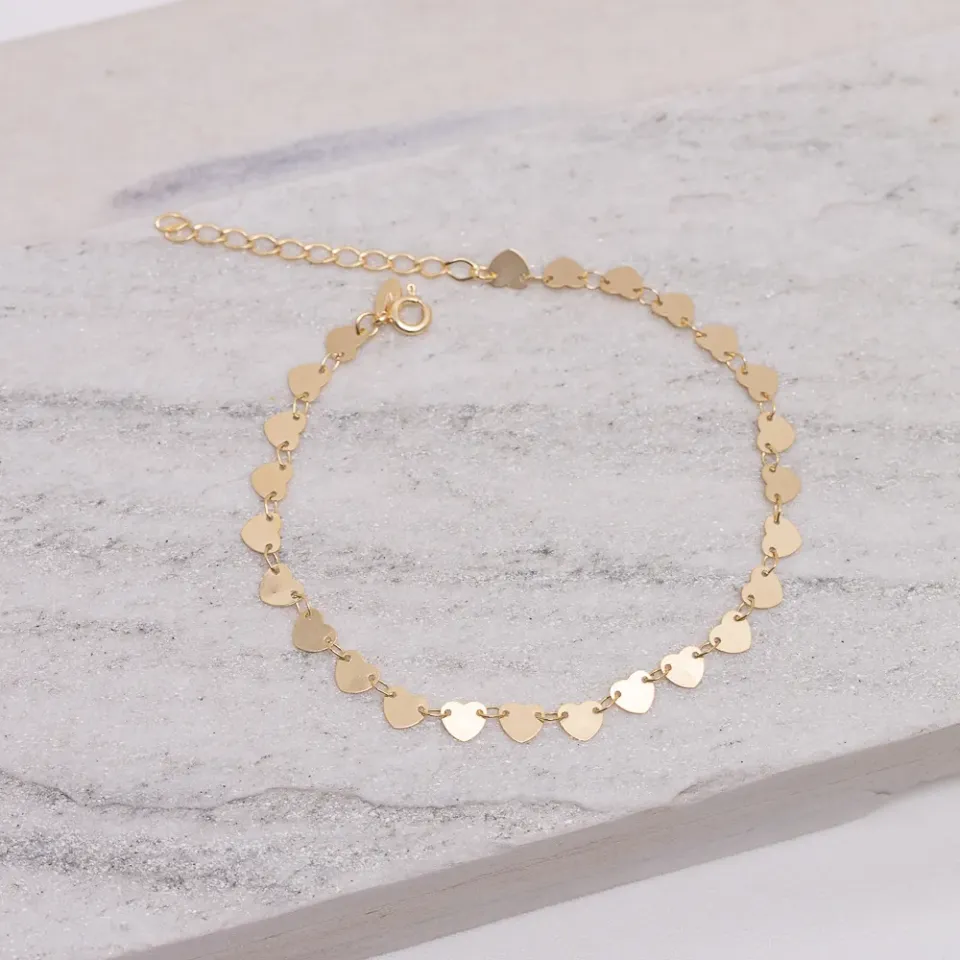TORNOZELEIRA COM CORAÇÃO LISO BANHO OURO 18K