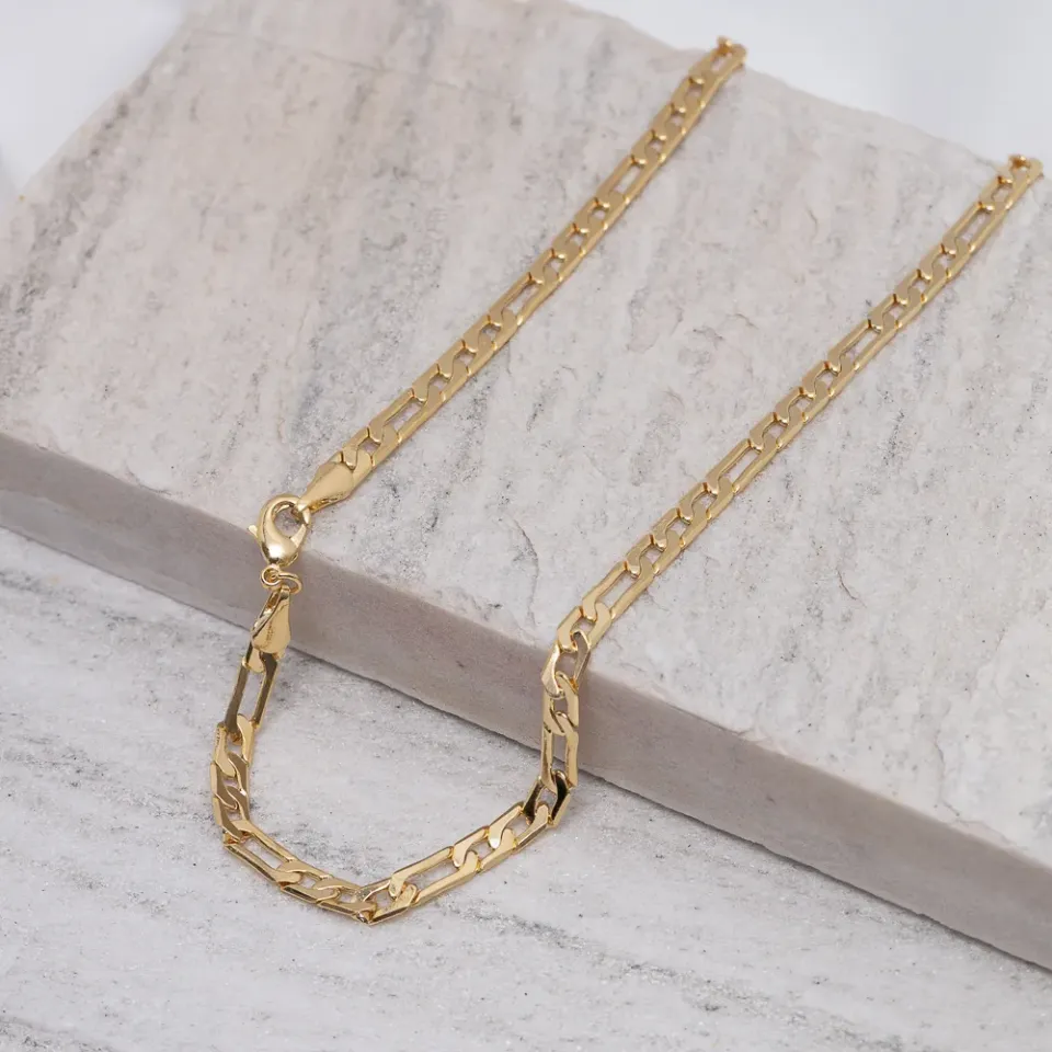 CORRENTE MASCULINA FIGARO BANHO OURO 18K