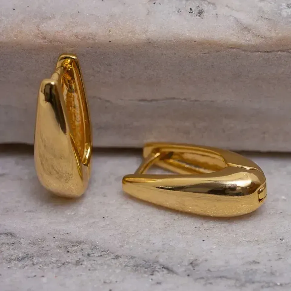 BRINCO ARGOLA GOTA ABAULADA P BANHO OURO 18K