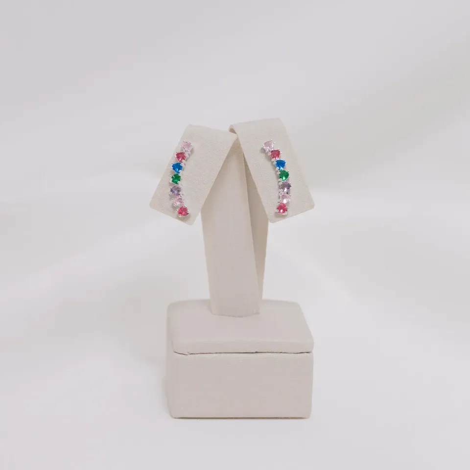 BRINCO EAR CUFF FINO COM ZIRCÔNIAS COLORIDAS