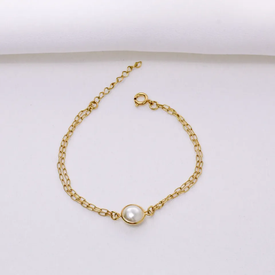 PULSEIRA COM UMA PÉROLA BANHO OURO 18K