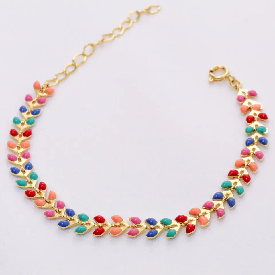 PULSEIRA COLORIDA ESMALTADA BANHO OURO 18K