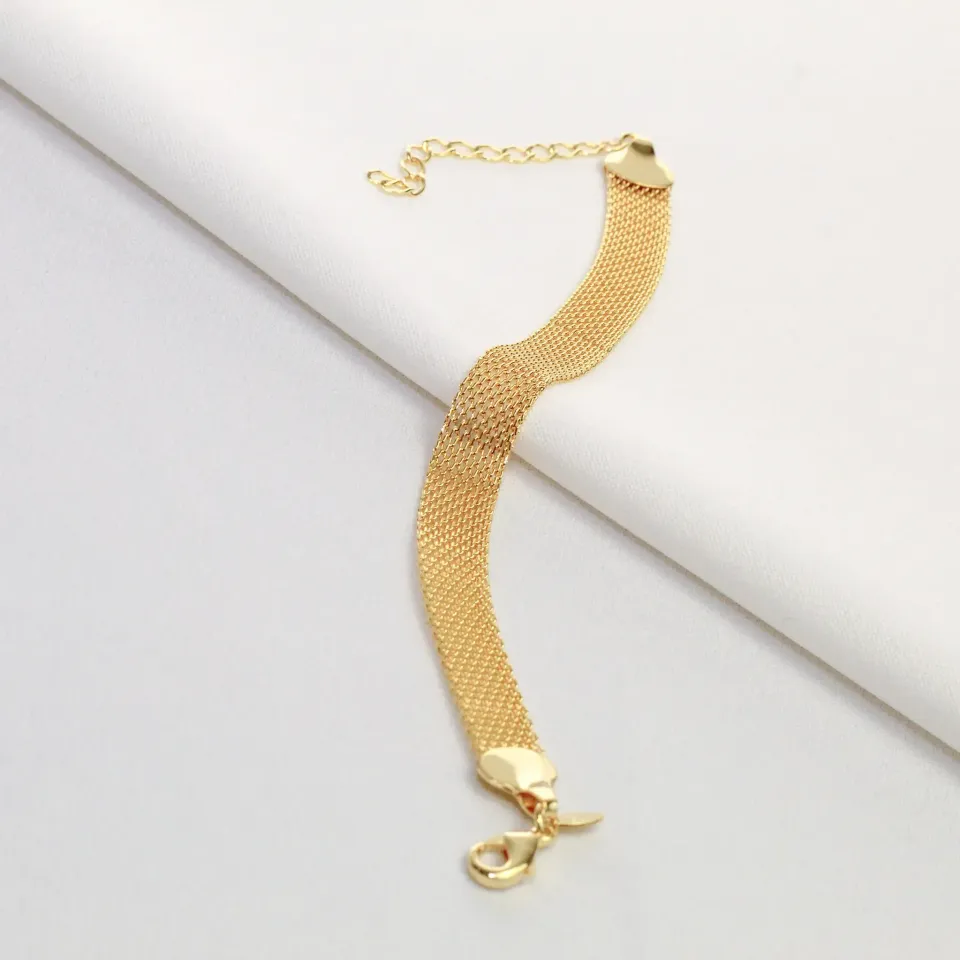 PULSEIRA MALHA ESTILO CORRENTE  BANHO OURO 18K