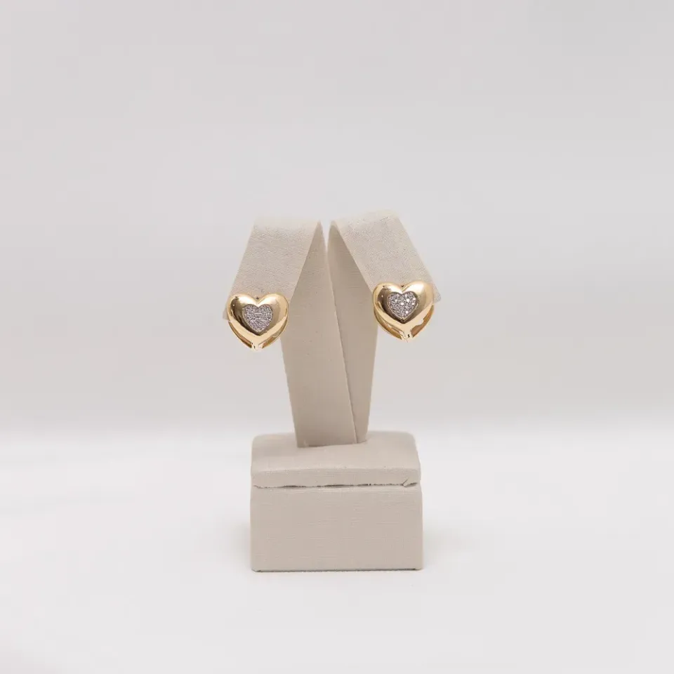 BRINCO ARGOLA CORAÇÃO COM ZIRCÔNIA CRISTAL BANHO OURO 18K